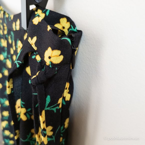 M&S Collection Floral Print Midi Skirt *NWT* – Black and Yellow – Size 8 - Picture 7 of 15